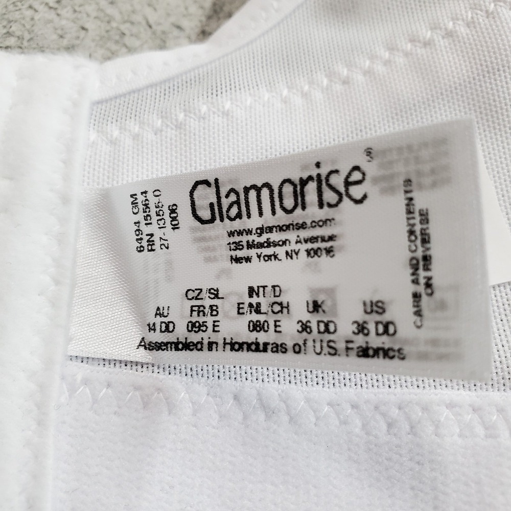 Glamorise Women Bra 36DD White Adjustable Strap 8049A Wireless Wide - Picture 4 of 9